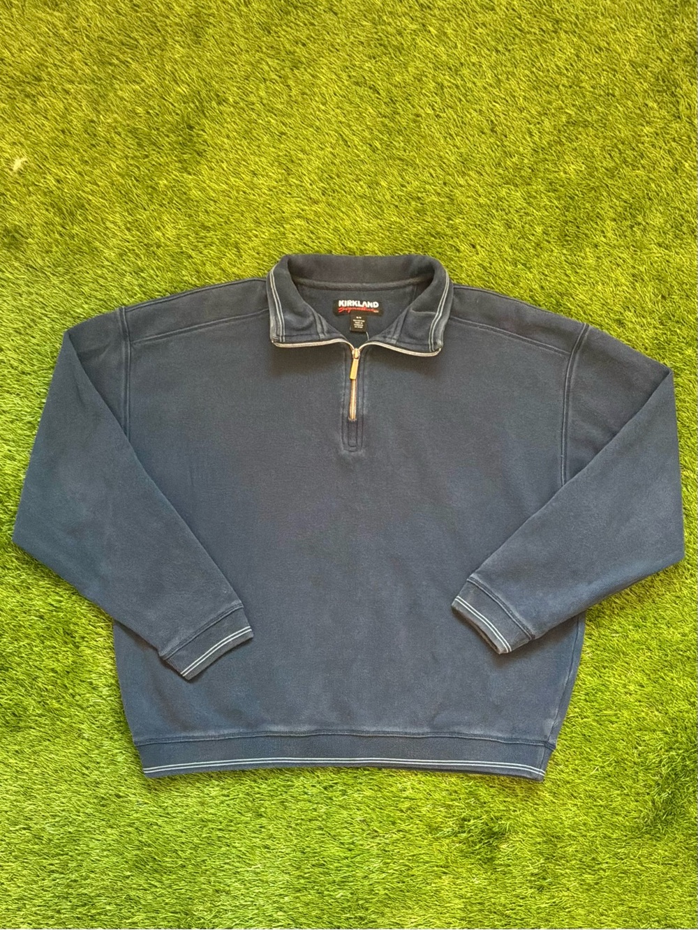Kirkland Signature Quarter Zip Pullover Sweatshirt Navy Medium